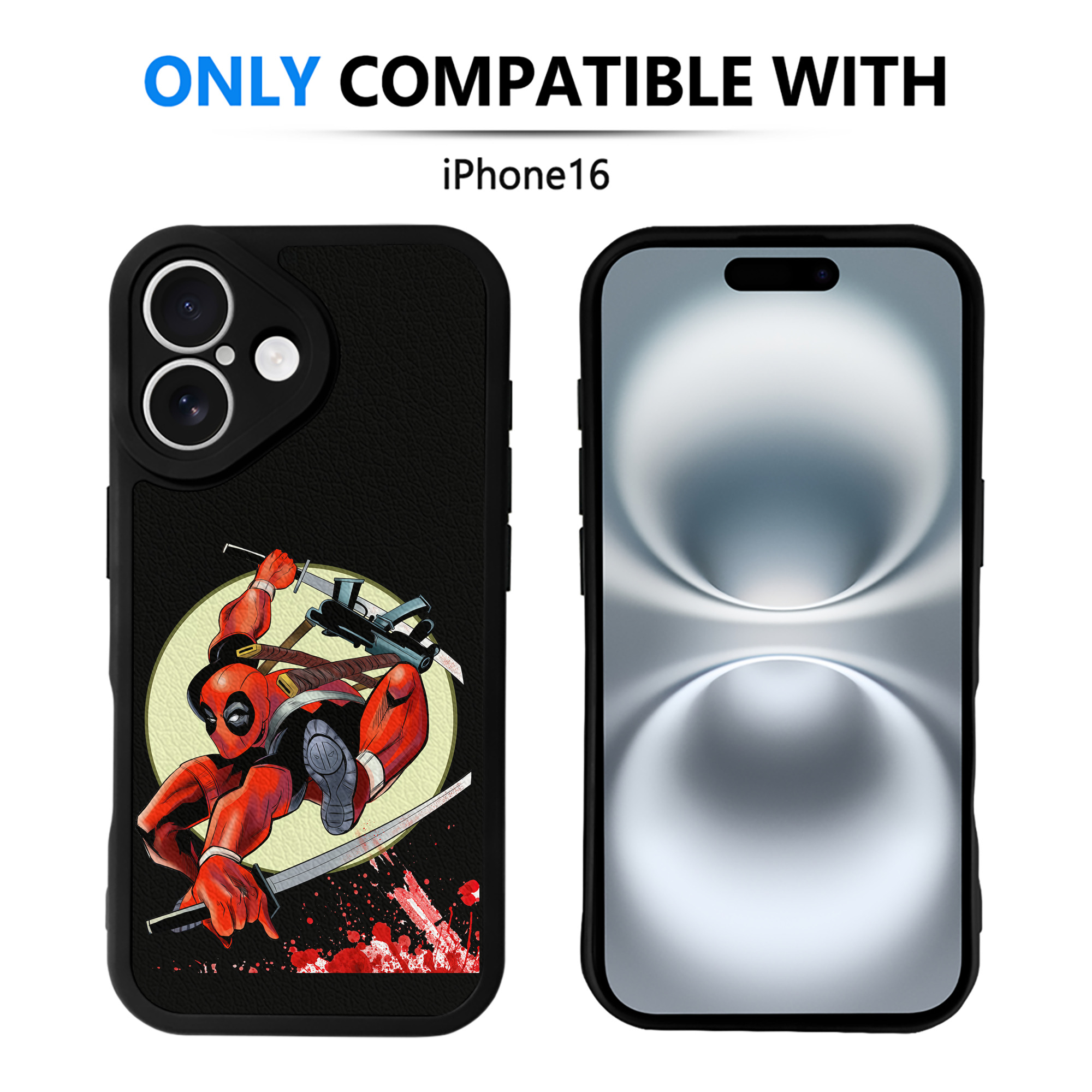 （画像用） Deadpool デッドプール 【iPhone 16シリーズ対応】シリコンスマホケース（レザー調） 材質：シリコン